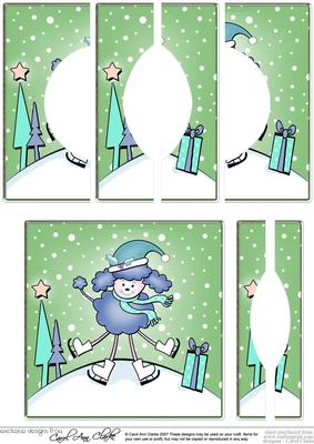 Cute Xmas Poodle Quick Card Circular Side Stacker Topper