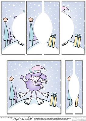 Cute Xmas Poodle Quick Card Circular Side Stacker Topper