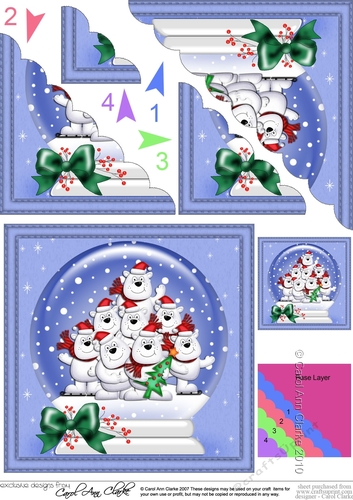 Christmas Snowglobe Ben Polar Bear & Friends Scallop Corner side stacker Topper