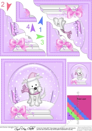 Christmas Snowglobe Jock Westie Dog Scallop Corner side stacker Topper