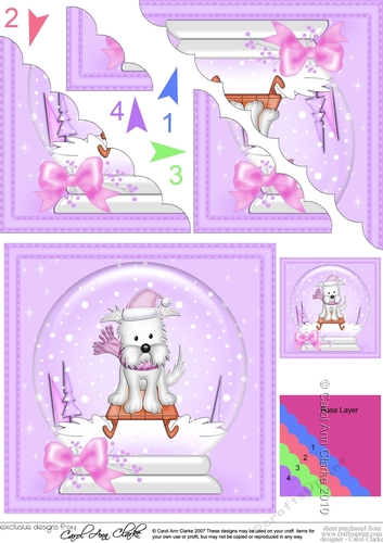 Christmas Snowglobe Jock Westie Dog Scallop Corner side stacker Topper
