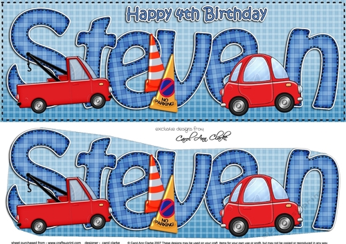 Large DL Happy 4th Birthday STEVEN 3D decoupage