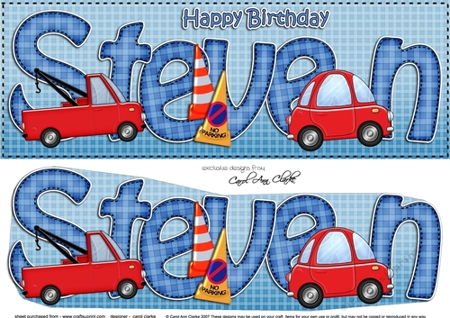 Large DL Happy Birthday STEVEN 3D decoupage