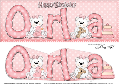 Large DL Happy Birthday ORLA 3D decoupage