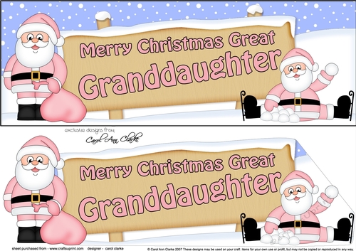 large DL Merry Christmas GREAT GRANDDAUGHTER with Santa 3D decoupage