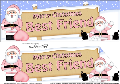 large DL Merry Christmas BEST FRIEND with Santa 3D decoupage