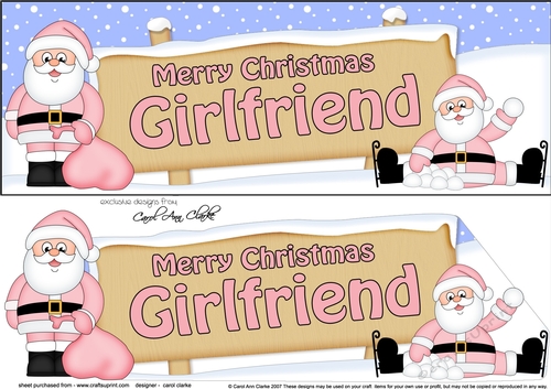 large DL Merry Christmas GIRLFRIEND with Santa 3D decoupage
