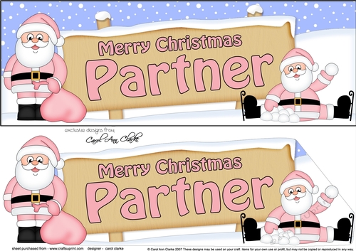 large DL Merry Christmas PARTNER with Santa 3D decoupage