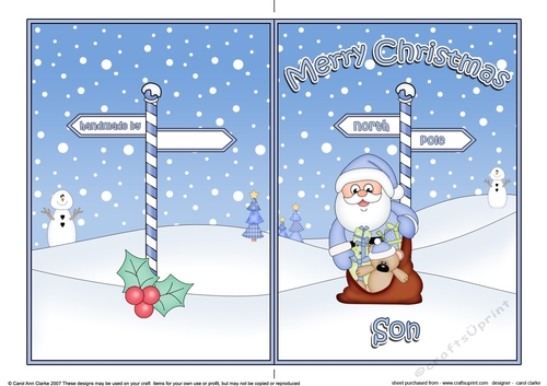 5 x 7 Quick Cut and Fold Card - Merry Christmas SON with Santa
