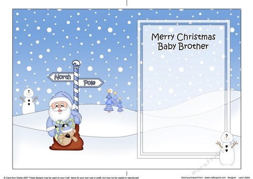 5 x 7 matching insert -  Merry Christmas BABY BROTHER with Santa