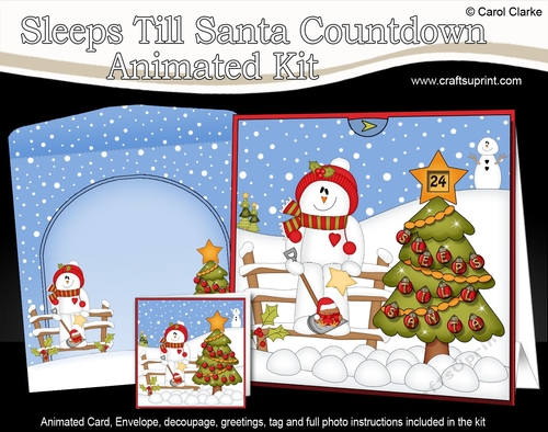 3D Animated Sleeps Till Santa Christmas Tree Countdown Card Kit - Snowman Rio