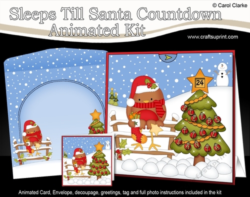 3D Animated Sleeps Till Santa Christmas Tree Countdown Card Kit - Bobbin Robin