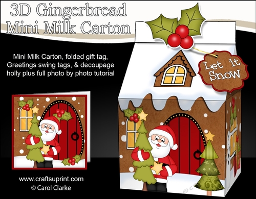 3D Christmas Milk Carton Gingerbread House Treat Box Mini Kit -  Santa has an Xmas Tree