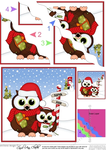 Christmas Little Hoot Owls at the North Pole Wavy Corner side stacker Topper