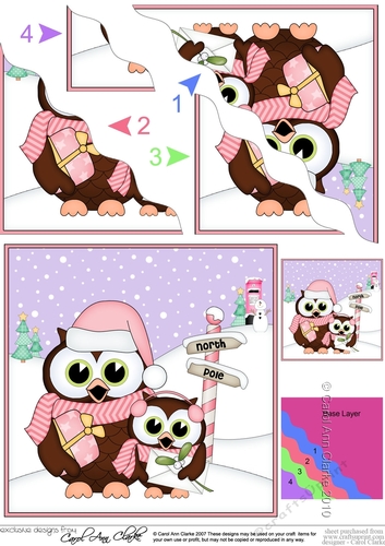 Christmas Little Hoot Owls at the North Pole Wavy Corner side stacker Topper