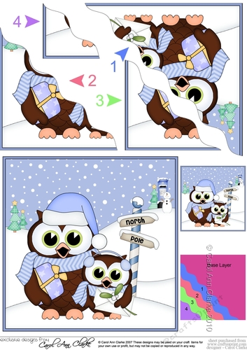 Christmas Little Hoot Owls at the North Pole Wavy Corner side stacker Topper
