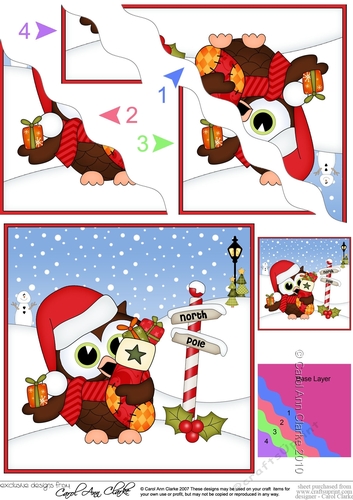 Christmas Little Hoot Owl at the North Pole Wavy Corner side stacker Topper