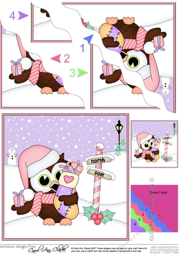 Christmas Little Hoot Owl at the North Pole Wavy Corner side stacker Topper