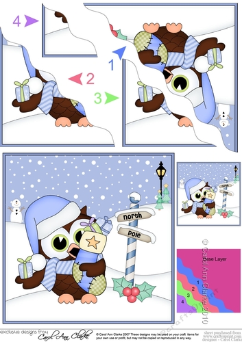 Christmas Little Hoot Owl at the North Pole Wavy Corner side stacker Topper