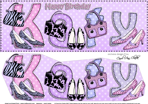 Large DL Happy Birthday KATY 3D decoupage