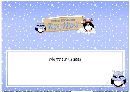 large DL Merry Christmas BROTHER with Penguins insert