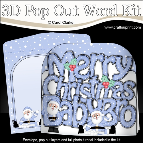 3D Pop Out Christmas Word Card Kit - Merry Christmas BABY BRO with Santa