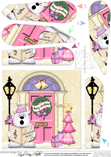 Cute Ben Polar Bear at the Christmas Door Fan Pyramage Topper