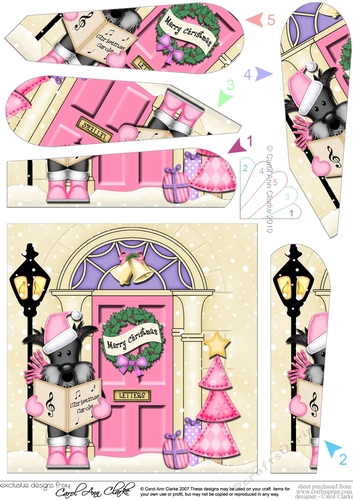 Cute Maisie Scottie Dog at the Christmas Door Fan Pyramage Topper