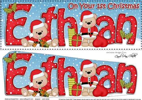 Large DL Merry 1st Christmas ETHAN 3D decoupage 