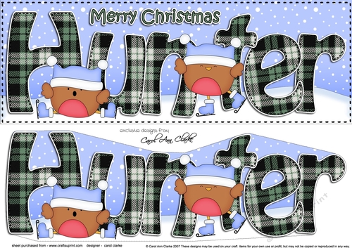 Large DL Merry Christmas HUNTER 3D decoupage 