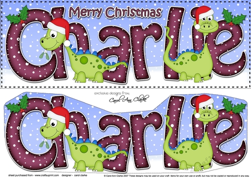 Large DL Merry Christmas CHARLIE 3D decoupage 