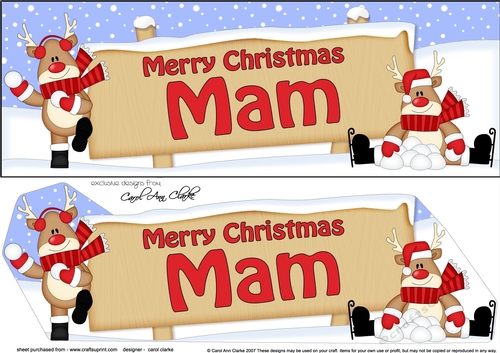 large DL Merry Christmas MAM with Rudolph 3D decoupage