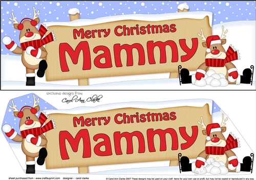 large DL Merry Christmas MAMMY with Rudolph 3D decoupage