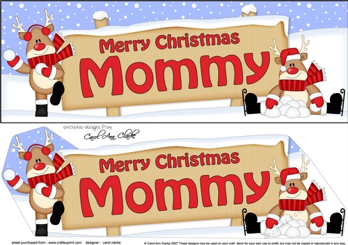 large DL Merry Christmas MOMMY with Rudolph 3D decoupage