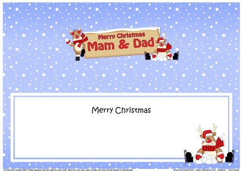 large DL Merry Christmas MAM & DAD with Rudolph insert
