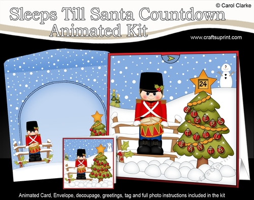 3D Animated Sleeps Till Santa Christmas Tree Countdown Card Kit - Little Xmas Soldier