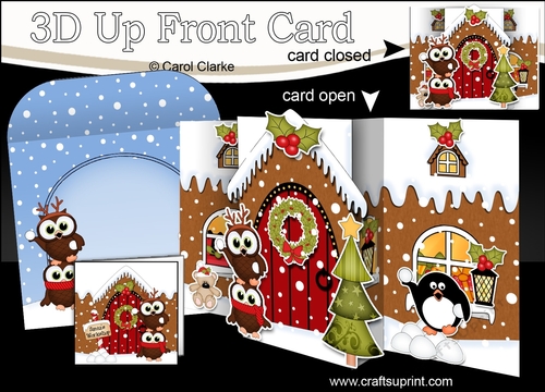 3D Up Front Card Kit -  Little Hoot Owls is at the Christmas Gingerbread House