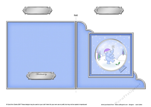 Cute Christmas Elephant Quick Cut and Fold Corner Card 