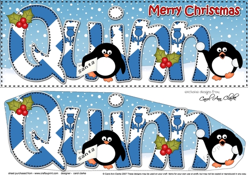 Large DL Merry Christmas QUINN 3D decoupage 