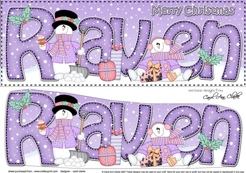 Large DL Merry Christmas RAVEN 3D decoupage 