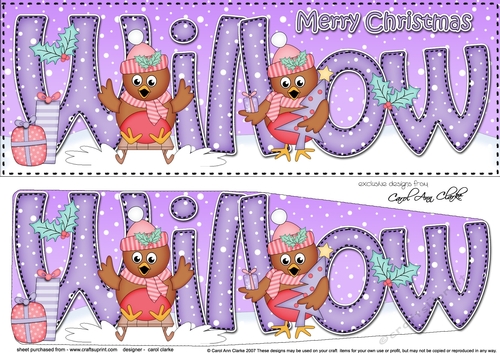 Large DL Merry Christmas WILLOW 3D decoupage 