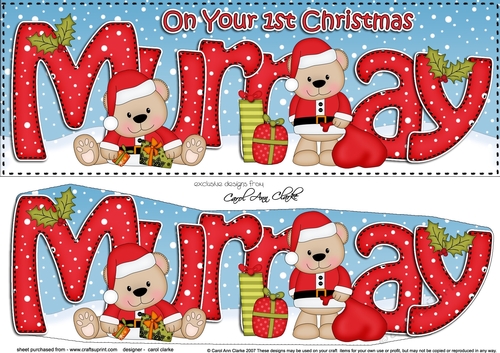 Large DL Merry 1st Christmas MURRAY 3D decoupage 
