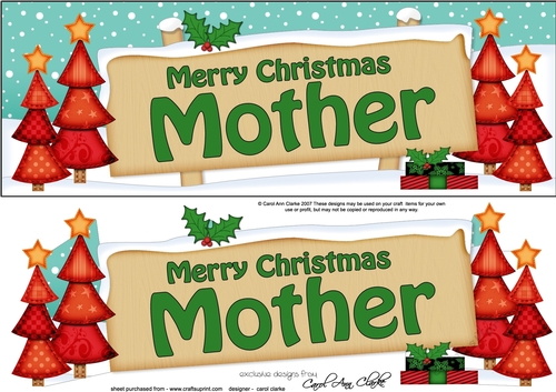 large DL Merry Christmas MOTHER with Xmas Trees 3D decoupage