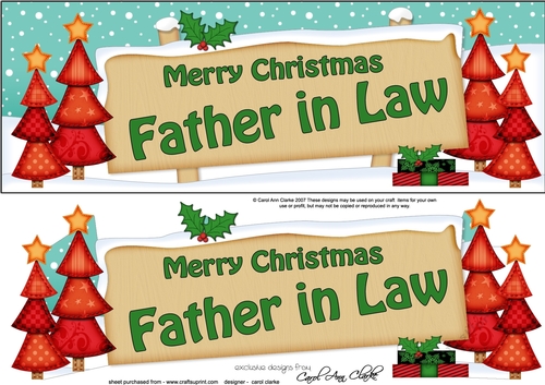 large DL Merry Christmas FATHER IN LAW with Xmas Trees 3D decoupage