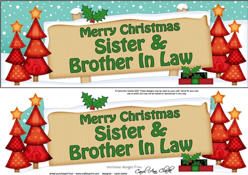 large DL Merry Christmas SISTER & BROTHER IN LAW with Xmas Trees 3D decoupage
