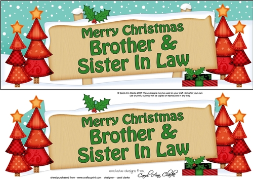large DL Merry Christmas BROTHER & SISTER IN LAW with Xmas Trees 3D decoupage