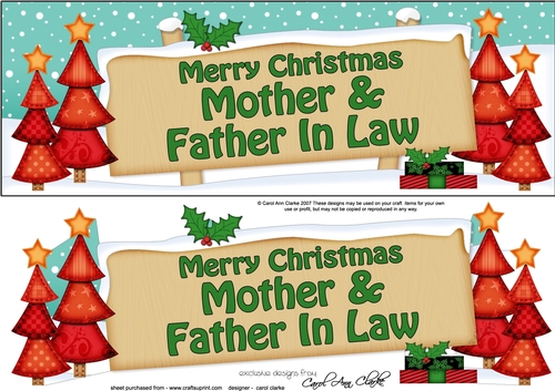large DL Merry Christmas MOTHER & FATHER IN LAW with Xmas Trees 3D decoupage