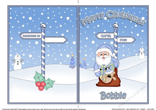 5 x 7 Quick Cut and Fold Card - Merry Christmas BOBBIE