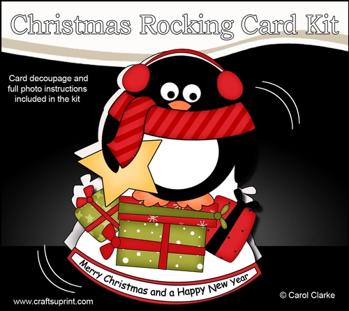 3D Shaped Rocking Christmas Card Mini Kit  - Pip Penguin has Presents & a Star