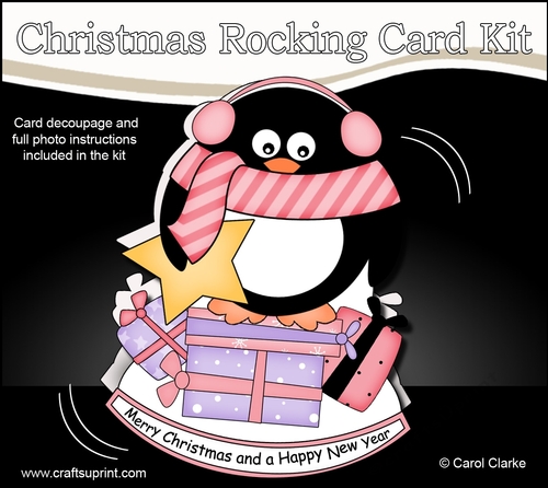 3D Shaped Rocking Christmas Card Mini Kit  - Pip Penguin has Presents & a Star